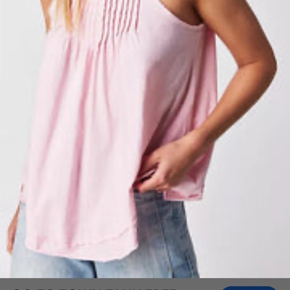 NWT Free People Go To Town Tank Cotton Pleated with Scalloped Hemline / XSM - Picture 9 of 9
